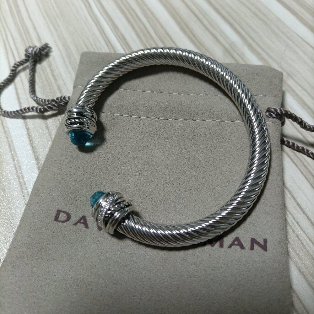 David Yurman Color Bracelet with Blue Topaz and Pavé Diamonds,7mm